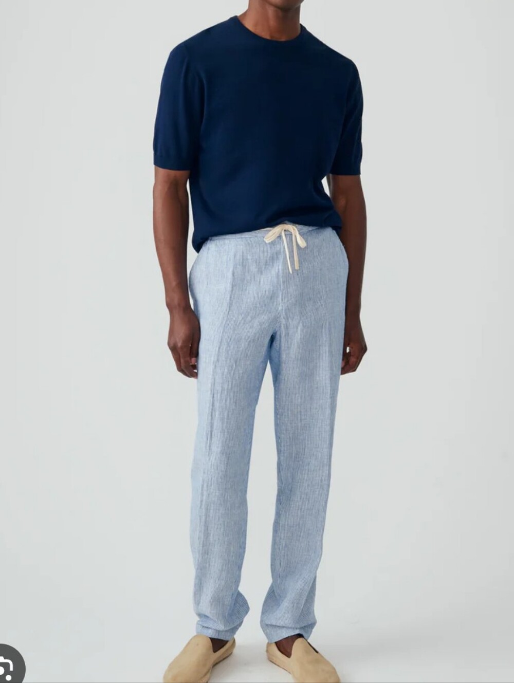 J. McLaughlin Blue & White Striped Linen Pants
